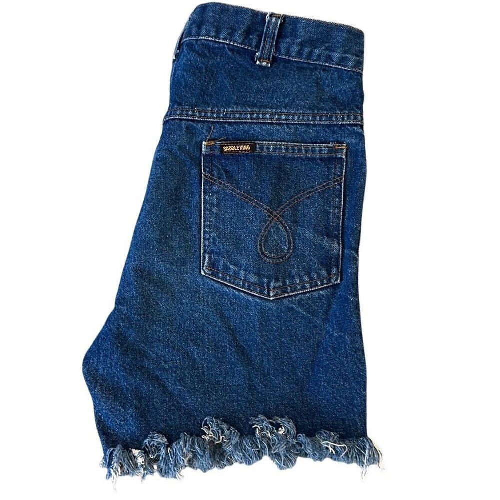 Saddle King Vintage 70’s Cutoff Hugh Waist Blue Jean Shorts Womens 30